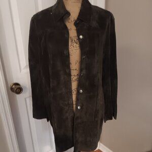 Chico's Suede Bounty Long Sleeve Coat Size Fudge Color NWT